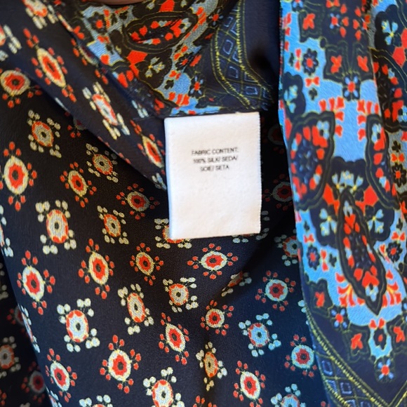 DEREK LAM 10 CROSBY 100% SILK FAUX WRAP TOP BLOUSE FLORAL BOHO SIZE 0 - Picture 4 of 10